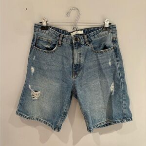 Blue Distressed Denim Shorts